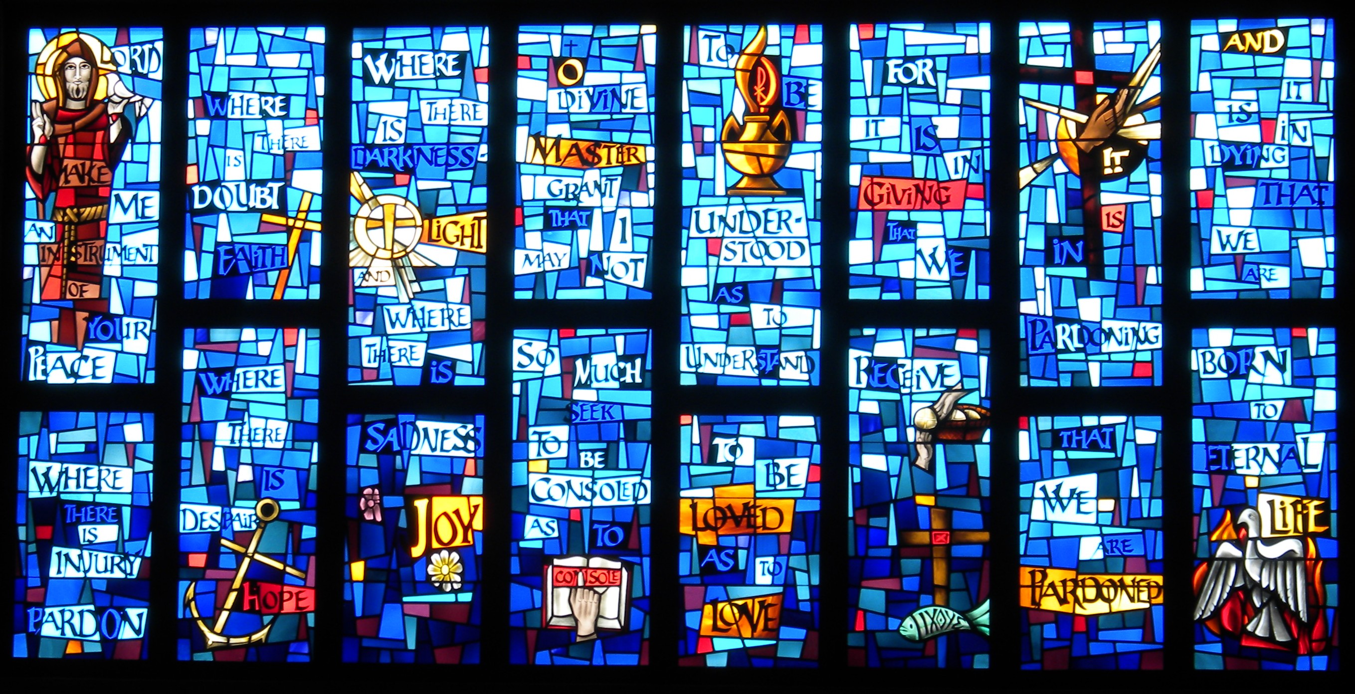 Peace Prayer in Stained Glass